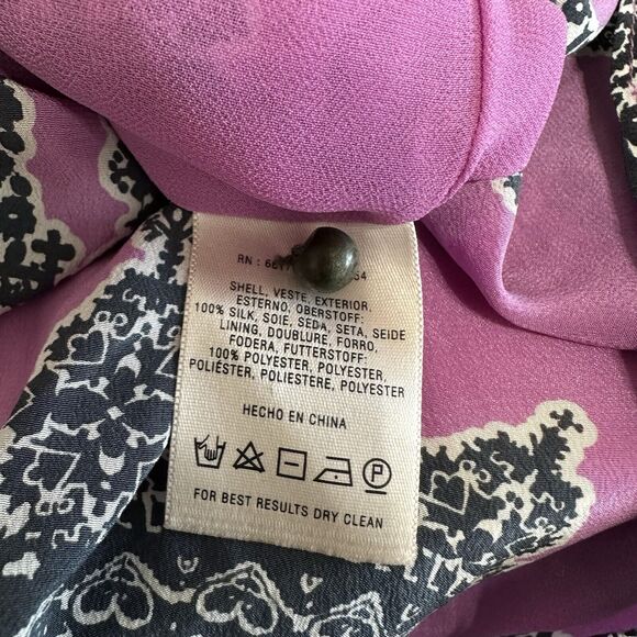 Anthropologie Maeve Dress Women XS Purple Black Silk Chiffon Tank Midi Boho - Picture 15 of 16